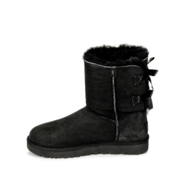 *SOLD*UGG - Black Suede Womens Size 11 Bailey Bow II Boots - Picture 2 of 13